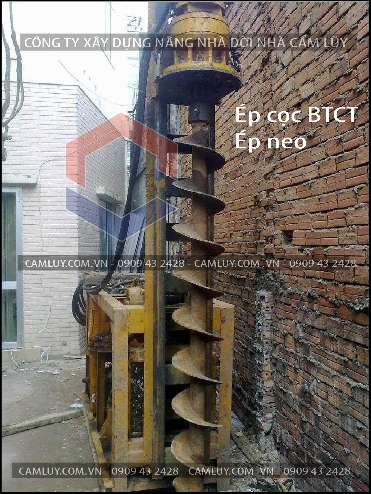 Ép cọc BTCT, nâng nhà, dời nhà, chống lún, chống nghiêng, Cẩm Lũy